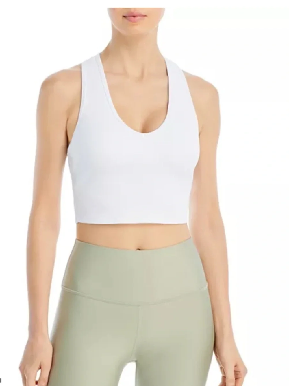 ALO Yoga White Cropped V-Neck Tank